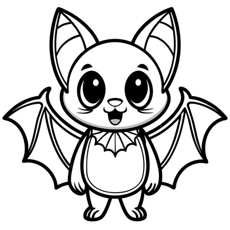 Cartoon bat. Outline illustration. Adorableのイラスト素材