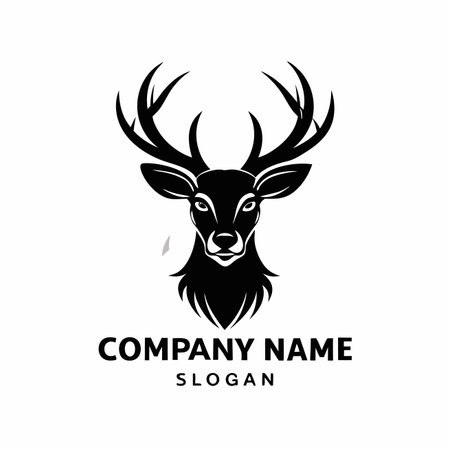 Majestic deer with antlers, a striking black and white illustrationのイラスト素材