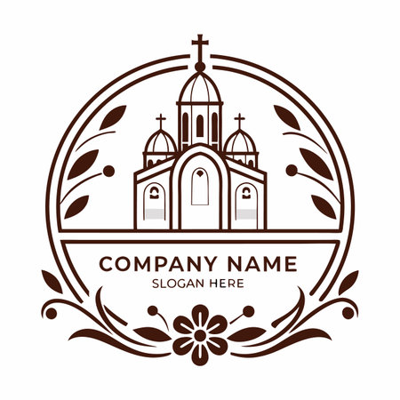 Ornate church illustration with decorative frameのイラスト素材