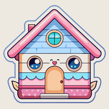 Cute house! Whimsical design with pastel colors and playful detailsのイラスト素材