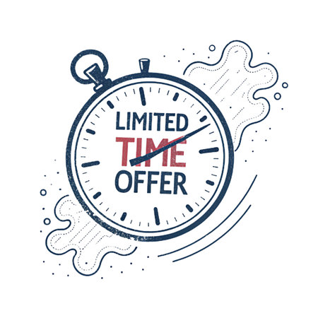 Stop watch graphic with &quot;Limited Time Offer&quot; text, splashes, and line artの素材
