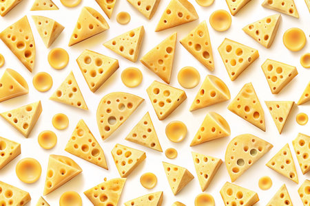 Cheese triangles and pasta pattern, white background, food photography, recipe designの素材
