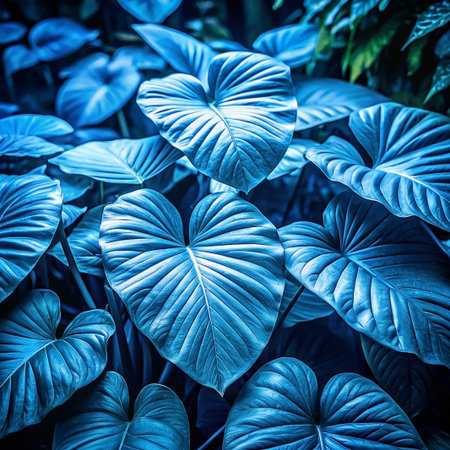 Blue tropical leaves foliage jungle background designの素材