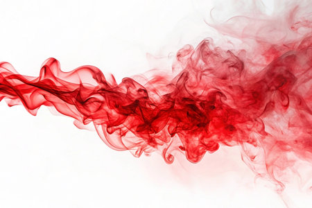 Abstract red smoke swirls on white background. (1)の素材