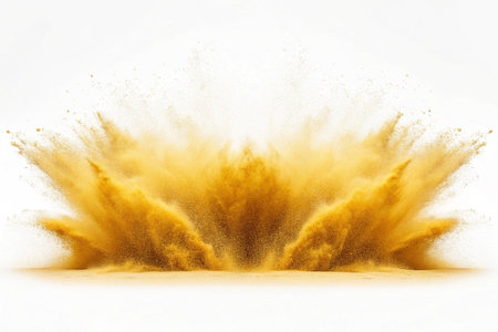 Golden powder explosion isolated on white background. (1)の素材
