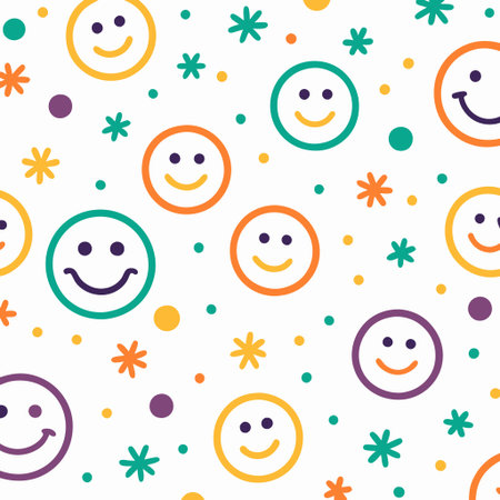 Happy face pattern with colorful confettiの素材