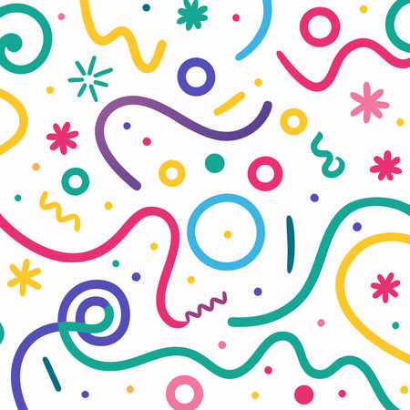 Vibrant abstract pattern with various shapes and linesの素材