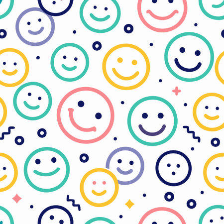 Happy face pattern with playful designの素材