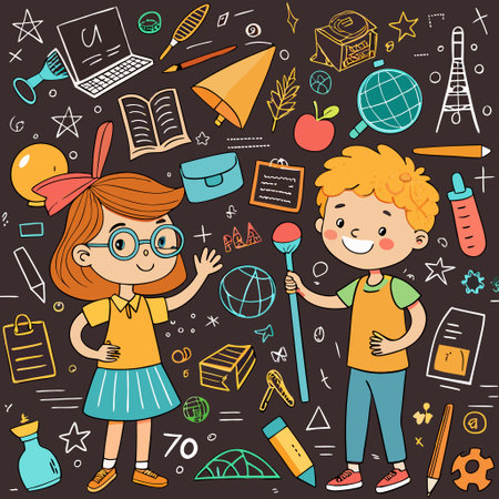 Children interacting with educational suppliesの素材