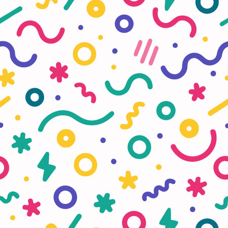 Colorful abstract pattern with various shapes and linesの素材