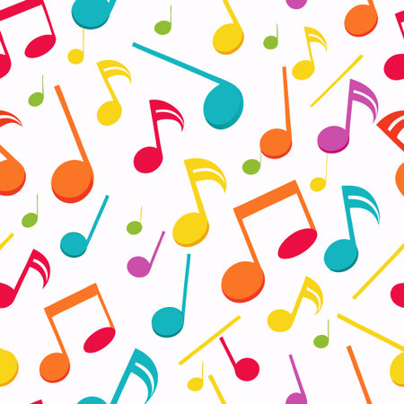 Colorful music notes seamless pattern background. (3)の素材