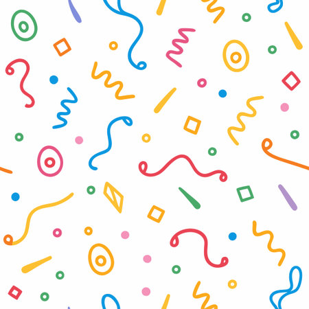 Colorful confetti and geometric shapes seamless pattern. (1)の素材