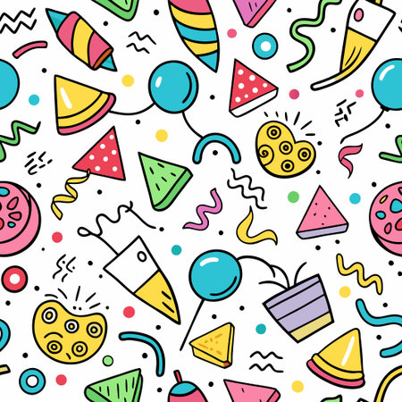 Colorful party elements seamless pattern.の素材