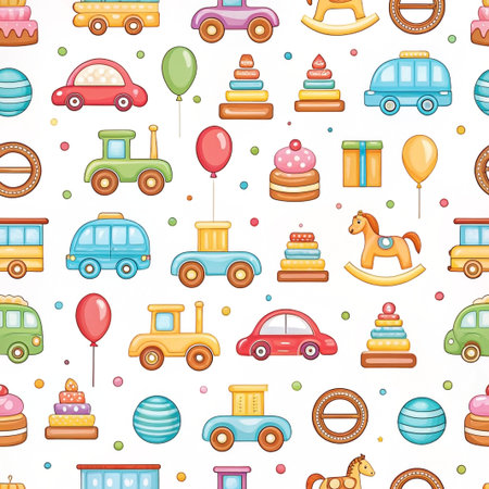 Colorful toy seamless pattern background for kids' fabricの素材