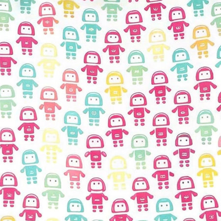 Colorful robot pattern on white background.の素材