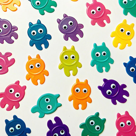 Colorful cartoon monsters pattern.の素材