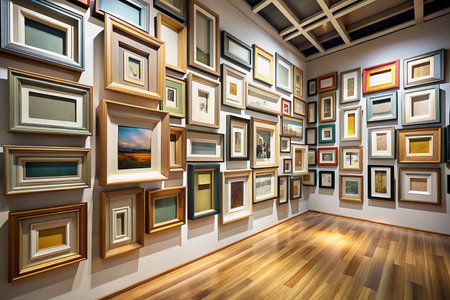 Gallery wall art frames display interior design hardwood floorの素材