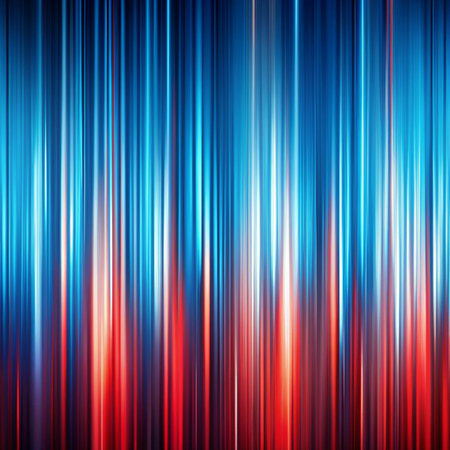 Abstract Blue and red vertical stripes with blurred lights and gradient backgroundの素材