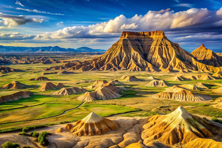 Desert landscape, mesas, sunset, Spain, travelの素材