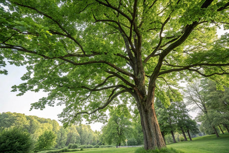 Majestic tree park spring sunlight natureの素材