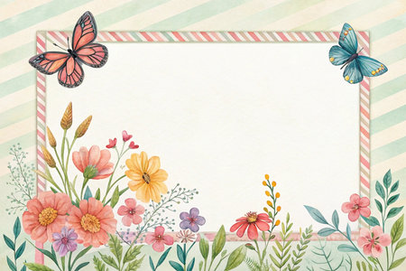 Floral frame, vintage style, blank space for text, art print, background, posterの素材