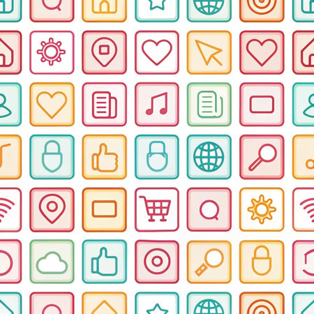 Colorful digital icons patternの素材