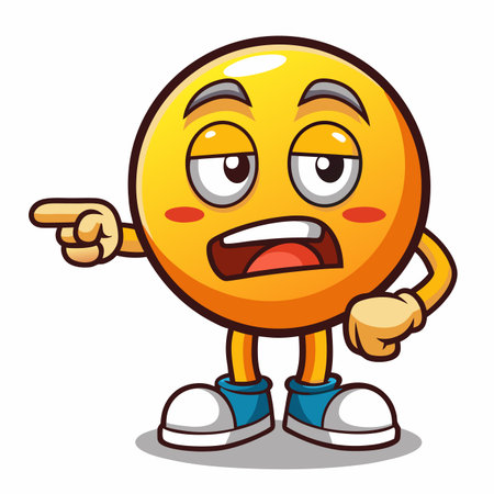 Annoyed emoji. Figure pointing gestureのイラスト素材