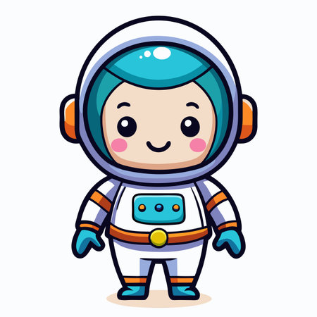 Astronaut character with cute features. Childlike, wearing spacesuitのイラスト素材