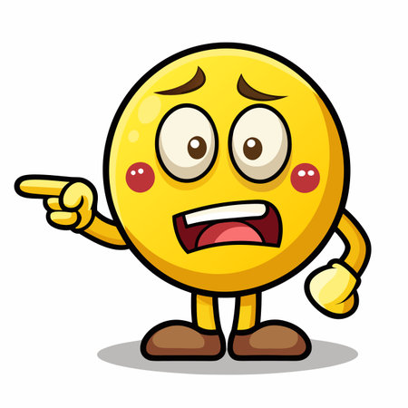 Unsure Emoji Yellow face points left with worried expressionのイラスト素材