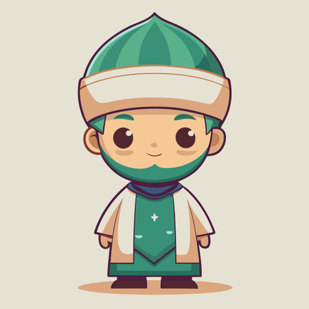 Cartoon character wearing a green head covering with a light robeのイラスト素材