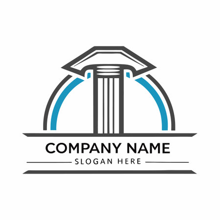 Column emblem. Pillar building design with arch element. Logo styleのイラスト素材