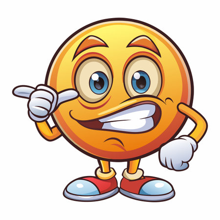 Winking emoji with hand gesture. Cartoon face indicates communication or playful challengeのイラスト素材