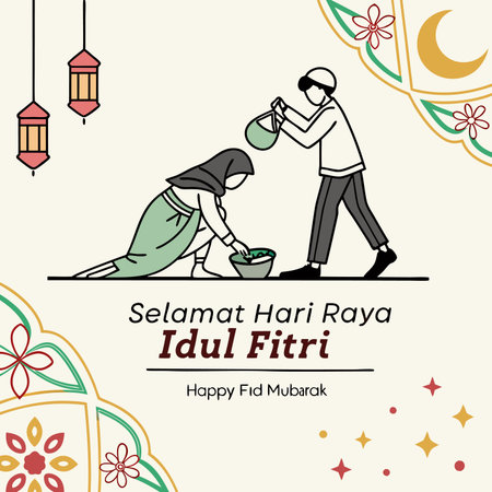 Eid al-Fitr vector art depicts a gifting occasionのイラスト素材