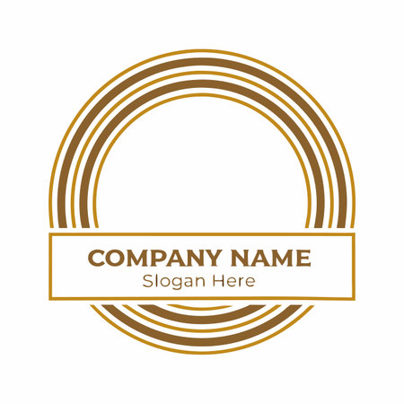 Circle emblem with text banner. Brown graphic seal style perfect for branding and presentationのイラスト素材