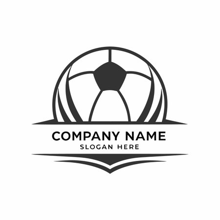 Soccer ball emblem in black and white. Minimalist designのイラスト素材