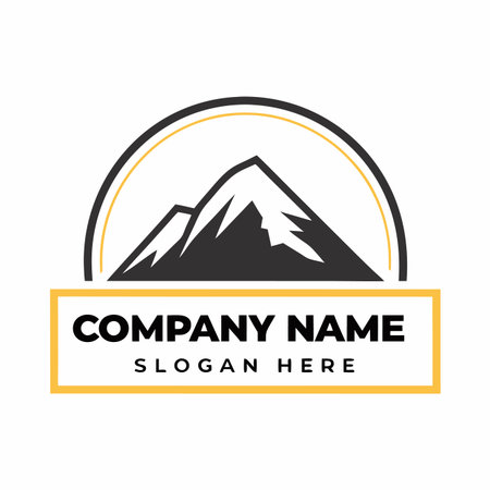 Mountain peak, snow-capped, within semicircle, text box belowのイラスト素材