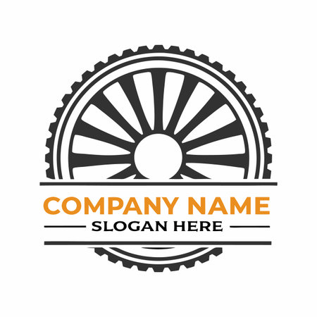 Detailed stylized gear with spokes, text placeholdersのイラスト素材