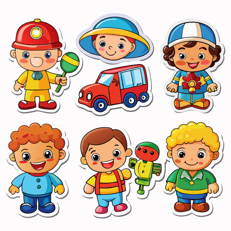 Cartoon children, various occupations. Cute vector illustration, isolated on whiteのイラスト素材