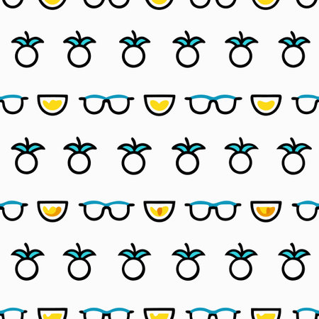 Rows of simple fruit shapes alternating with semicircles on a white backgroundのイラスト素材
