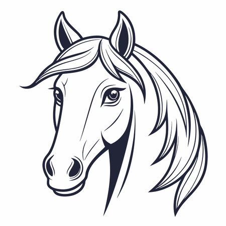 Horse portrait Elegant, detailed line drawing of a horse's headのイラスト素材