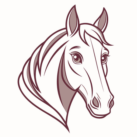 Elegant vector horse head portrait illustration. Lines define detailsのイラスト素材
