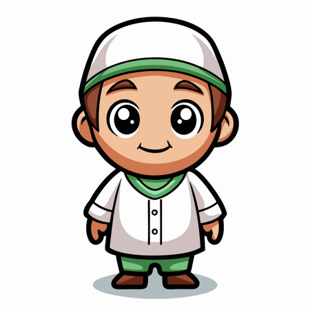 Cartoon boy Smiling character with cap and robeのイラスト素材