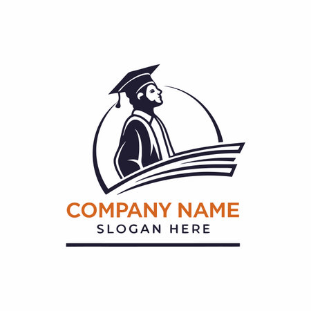 Graduate icon. Student in gown, graduation cap, academic achievement. Simple emblemのイラスト素材