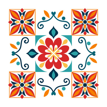 Floral pattern with vibrant symmetrical designのイラスト素材
