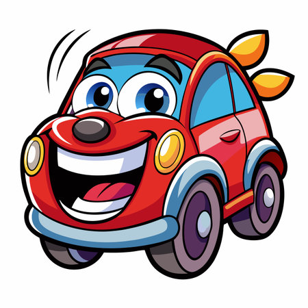 Cartoon car with smiling faceのイラスト素材