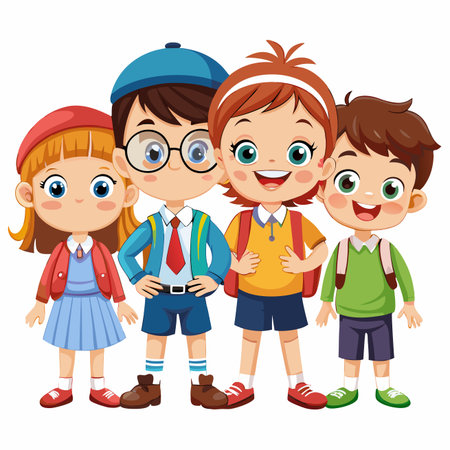 Group of cartoon kidsのイラスト素材