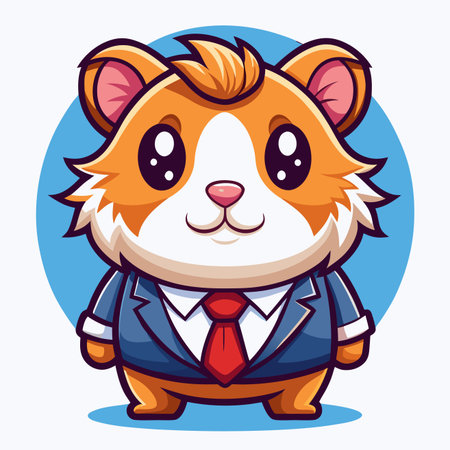 Cartoonish animal character, wearing a suit and tie on a blue backgroundのイラスト素材