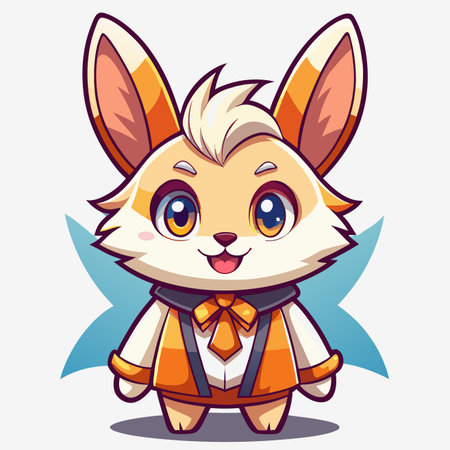 Adorable cartoon fox character wearing cute clothesのイラスト素材