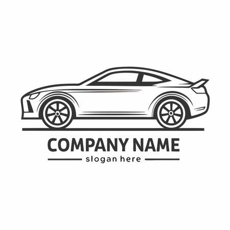 Sleek car outline illustration. Sporty design, minimalist style. Side viewのイラスト素材