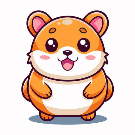 Cute cartoon hamster with orange fur, white belly, and large, shiny eyesのイラスト素材